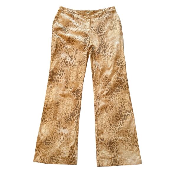 St. John Sport Leopard & Damask Print Pants Wide Leg High Rise Fall 2005 Size 16 - Picture 14 of 15